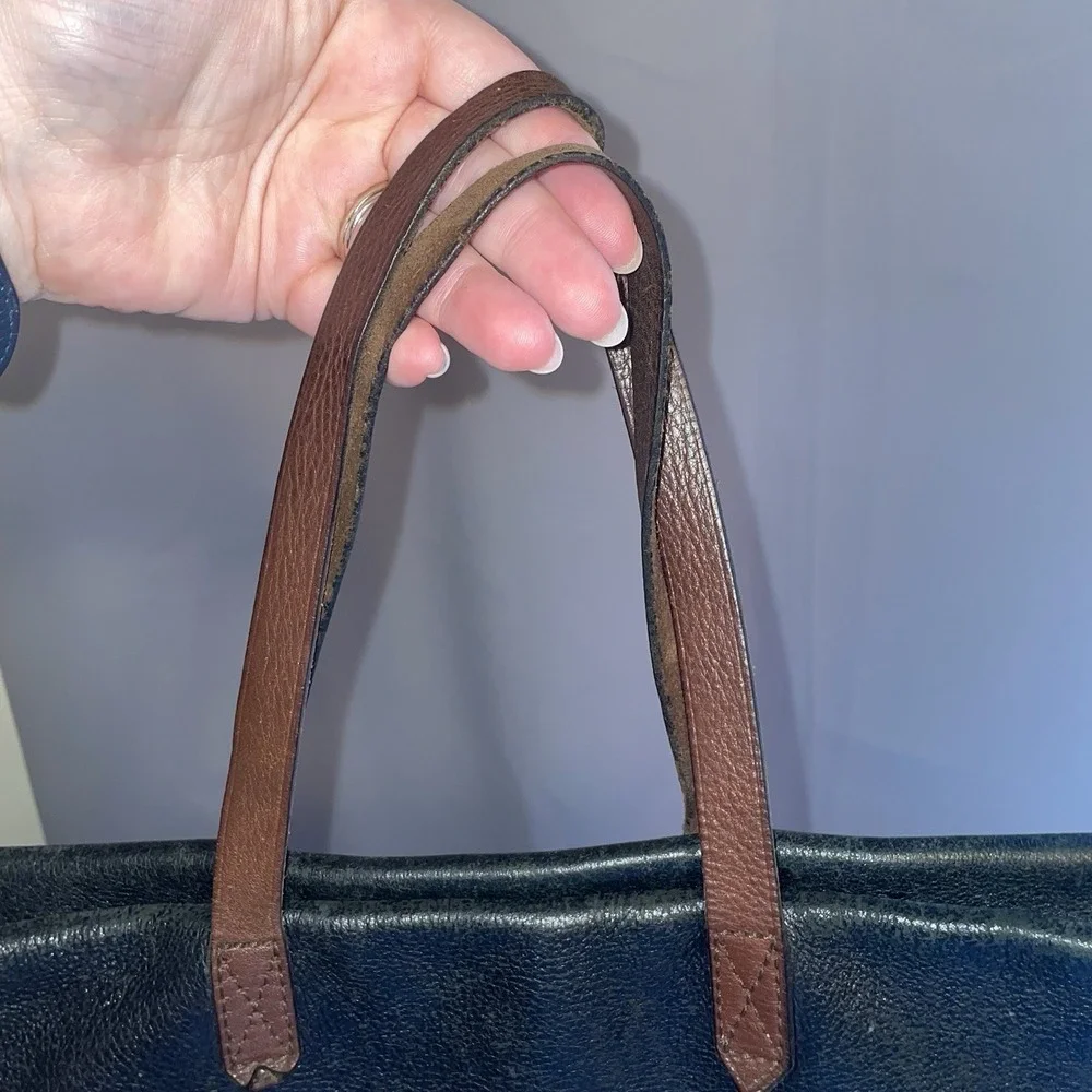 Madewell Black Leather Top Handle Zipper Tote Shoulder Bag Purse Crossbody EUC